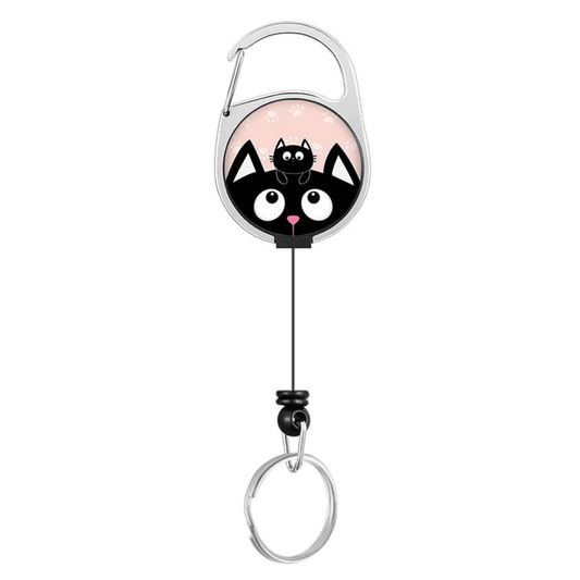 Clip-On Retractable Keychain For Lip Balm | Black Kitty - Honey Purple