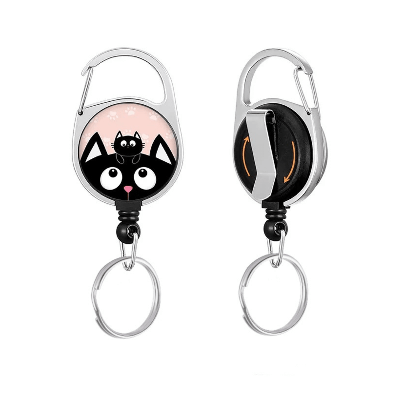 Clip-On Retractable Keychain For Lip Balm | Black Kitty - Honey Purple