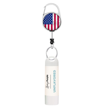 Clip-On Retractable Keychain For Lip Balm | US Flag - Honey Purple