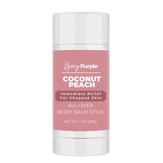 Coconut Peach | All Natural All Over Body Balm Stick / Lotion Bar - Honey Purple